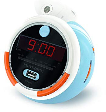 Metronic 477342 - Radio Reloj Despertador Digital para niños, con Reloj proyector Techo para Leer la Hora, diseño Infantil Le Petit Prince, Doble Alarma Radio FM, Toma USB