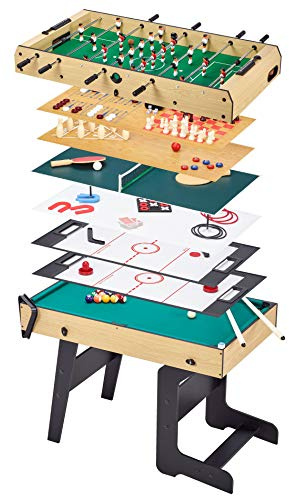 Kangui Tisch für mehrere Spiele, faltbar, 16 in 1, für Jugendliche – Babyfußball, Tischtennis, Billard, Bowling, Pucks