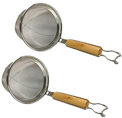 DOITOOL Blanchir Aliments Fines Nouilles en Bois Passoire Panier De Cuisson Passoire en Faire Frire Pâtes Spaghetti Passoire en Acier Inoxydable: Passoires Maille Louche