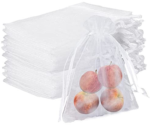 Eterspr 10 Stück Organzabeutel, Organzasäckchen, Tunnelzug Hochzeit Säckchen 30x40 cm, für Geschenksäckchen Hochzeit Weihnachten Beutel Party Geschenk (Weiß)