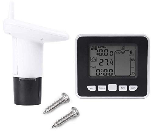 Ultrasonic Level Gauge, Multifunction Ultrasonic Water Tank Liquid Depth Level Meter Sensor with Temperature Display with 3.3 Inch LED Display