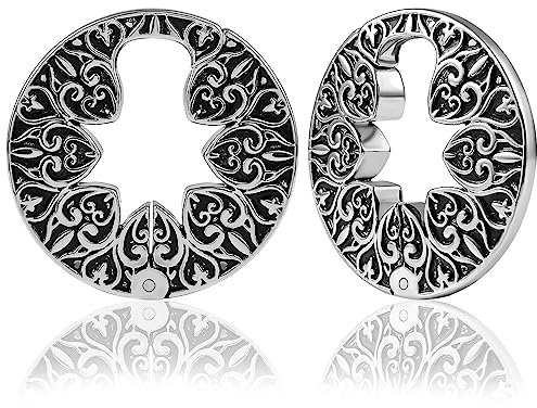 Vankula Ear Weights Ohr tunnel Gewichte Flesh Hangers Vintage Creolen Edelstahl für männer damen Ohrpiercing Gestreckte Schmuck 6mm Silber 3