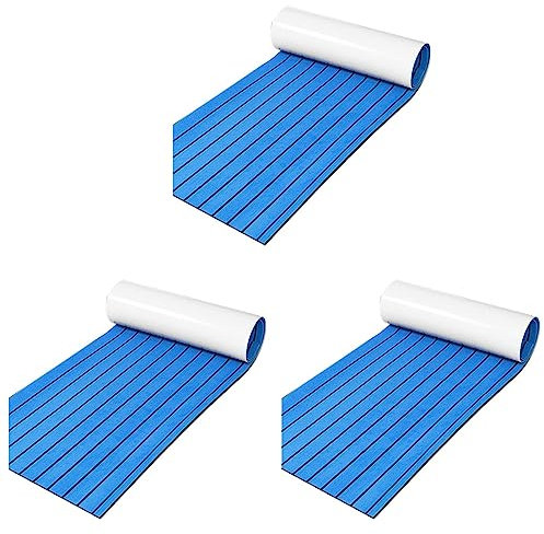 Censous 3 x Teakholz-Terrassendielen, EVA-Schaum, Marine-Bodenbelag, Kunstboot, Terrassendielen, Zubehör, marineblau, 450 x 2400 mm