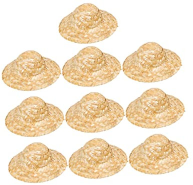 Lurrose Handgefertigte Mini Strohhüte Für Puppen Wunderschöne Gewebte Strohmützen Für DIY Bastelprojekte Schmuck Und Bekleidungszubehör