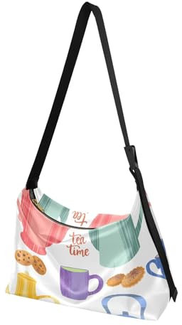MCHIVER Kitchen Cups Tea Pot Hobo Shoulder Bag for Women Men PU Leather Crossbody Bag Slouchy Tote Handbags for Work Travel, Kitchen Cups Tea Pot, One Size