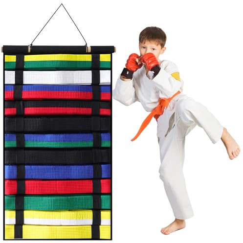 Lflwacy Kampfsport-Gürtel-Organizer, zum Aufhängen, Karate-Gürtel, Display-Halter, 12 Gürtel, Karate-Gürtel, Präsentationsständer für Kampfsport-Anfänger, verformt sich nicht leicht, Geschenkidee