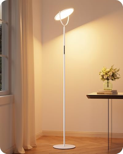 EDISHINE 193CM LED Stehlampe Dimmbar, 2700-6500K Stehleuchte mit Timer & Memory Funktion, 28W 2500LM mit magnetischer Fernbedienung und Touch-Funktion, 300° drehbar & höhenverstellbar, für Wohnzimmer