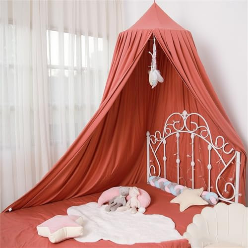 ENEN Betthimmel Babybett Moskitonetz Baldachin Kinderzimmer Mädchen Prinzessin Kinderbett Hängende Kuppel Moskitonetz Bettvorhang Kinder Spielzelte Kuschelecke Deko - Höhe 270 cm (Rot)