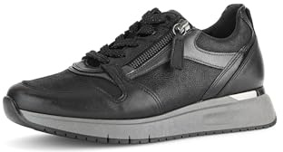 Gabor Damen Low-Top Sneaker, Frauen Halbschuhe,Komfortable Mehrweite (H),Strassenschuhe,Freizeitschuhe,schwarz/Asfalto,40 EU / 6.5 UK