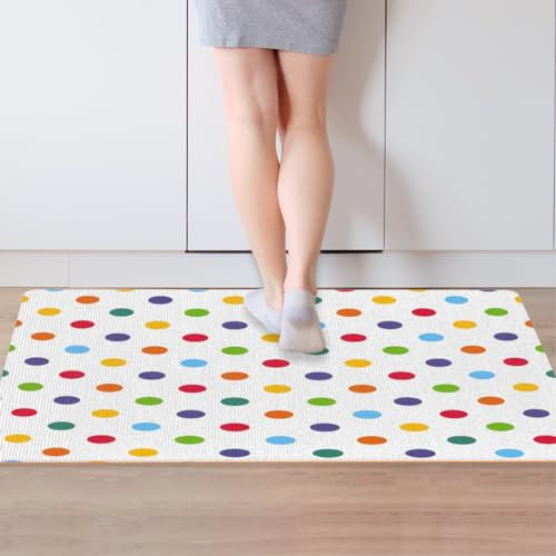 WowPrint Fußmatte mit Punkten, 77,7 x 52,5 cm, bunt, gepunktet, für drinnen und draußen, strapazierfähige Rutschmatte, Teppich, Bodenmatte, Teppich