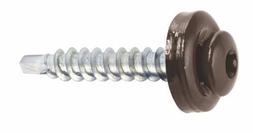 KLIMAS Spenglerschrauben Trapezblechschrauben Bohrschrauben mit EPDM Dichtscheibe für Holzunterkonstruktionen Torx TX-20 (RAL8019 - Graubraun)