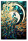 OPLKIOP Kintsugi-Poster mit abstraktem Pfau, Leinwandposter, Wandkunst, Dekordruck, Bild, Gemälde für Wohnzimmer, Schlafzimmer, Dekoration, 60 x 90 cm