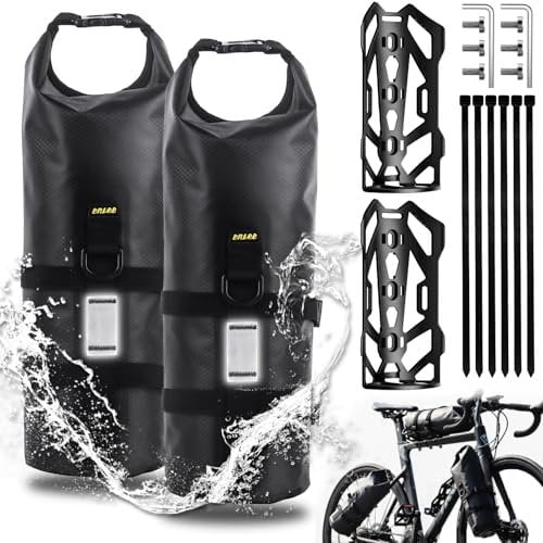 Desing Wish 4.5L 2 Stück Gabeltaschen Fahrrad Wasserdicht Fahrradtasche Vorderrad mit Vielseitiger Halterung Rolltop Fahrrad Rahmentasche Bike Bicycle Bag für MTB Rennrad Ebikes Gravelbike Zubehör