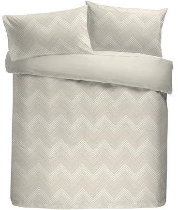 Laurence Llewelyn-Bowen Duvet Cover Set, 96% Polyester 4% Metallic Polyester, Super-King 260x220cm, Ivory, Jacquard Chevron, Button Closure, 2 Pillowcases