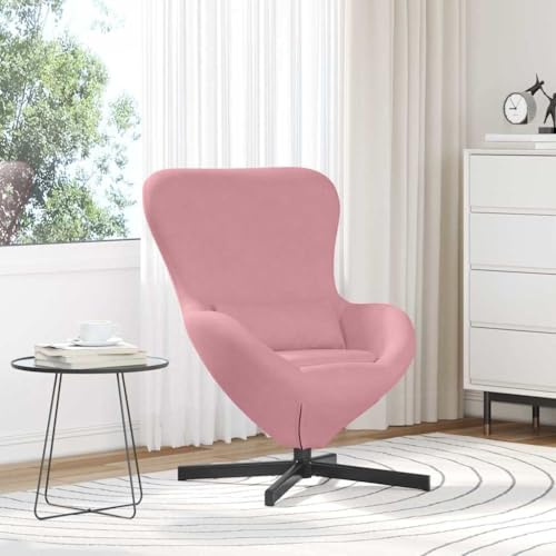 KTHLBRH Sessel Ei Rosa Samt Moderner Drehstuhl mit weichem Samt und ergonomischer Unterstützung