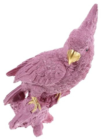 ANDRESLAD Realistische Papageienfigur aus Kunstharz Kleine Vogelmodelle als Tischdekoration für Wohnzimmer und Schreibtisch Rosa Farbe Leicht zu Reinigen und Pflegen