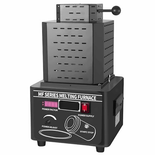 SHENGSHIYU Horno de Fusión de Oro 1600 Grados,Inducción de Frecuencia Media,Panel Inteligente,1600 ℃/2912 ℉ Horno de Fusión de Oro Electrica para Fusión de Metales a Pequeña Escala Black-3kg