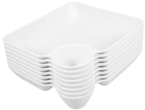 Dipping Sauce Plates 8Pcs with Divided Sections and Sauce Holder Snack Tray for Party Food and Casual Entertaining White