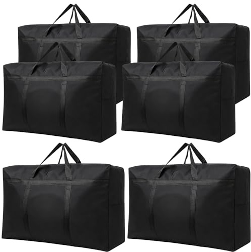 Ghligna 6 Stück Reisetaschen, 100x60x30cm Große Reisetasche Handgepäck, 180L Tragetasche, Aufbewahrungstasche mit Reißverschluss, 600D Oxford Transporttasche, Umzugstasche, Umzugstaschen für Kleidung