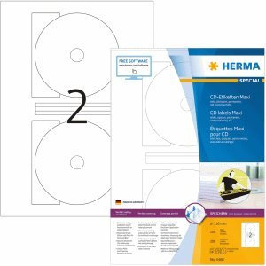 HERMA CD-Etiketten Maxi weiß Durchmesser 116mm Special A4 VE=200 Stück