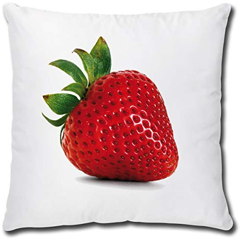 TRIOSK Kissen Erdbeere lustig mit Erdbeermotiv Sweet Fruit Früchte Obst Motiv Geschenk für Erdbeerliebhaber Frauen Freundin Dekokissen 40x40
