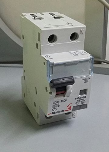 Bticino GC8813AC6 Btdin-Rs Interruttore Magnetotermico Differenziale Rcbo Ac 1P+N 6A 4.5Ka 30Ma