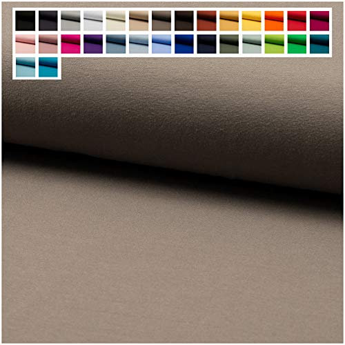 Premium French Terry Uni Sweat Stoffe | angeraut | Oeko-Tex 100 | Meterware ab 25 cm (19. TAUPE)