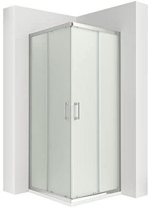 MOG Duschkabine mit Schiebetüren 85x85 cm Höhe: 180 cm Eckdusche mit Rollensystem aus 6mm satiniertem ESG Glas DK77 - alle Grössen