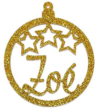 personalisierte Glitzer Ornament-Weihnachtskugel mit Sternen und Namen, Farbe wählbar
