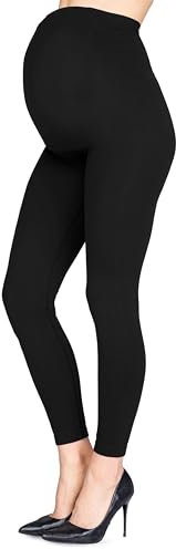 LORES Leggings de maternité Noirs pour Femmes sans Couture Pleine Longueur Bande élastique Soutien-Gorge Taille Haute 90 DEN, Nero, Size S/M