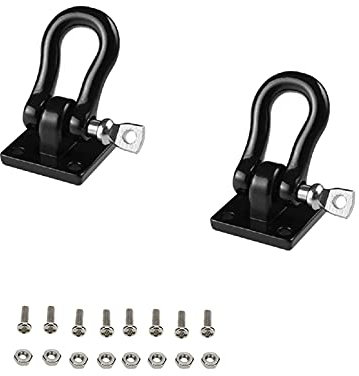 HeyMi Black Metal Climbing Trailer Tow Hook Hooks Buckle Winch Shackles for 1/10 Scale Crawler Truck D90 SCX-10 Climbing Car, RC Car Accessory