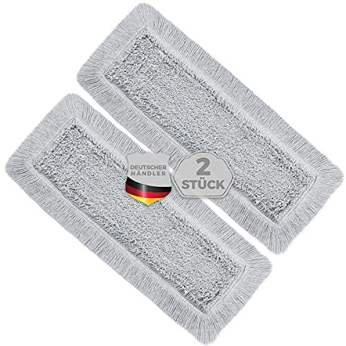 Okaei 2 Stück Wischmopp Bezug (40 cm) - Bodenwischer-Wischbezug für Krankenhäuser & Pflegeeinrichtungen - Wischer-Bezug mit optimalen Gleiteigenschaften für Ergonomisches Arbeiten - Grau