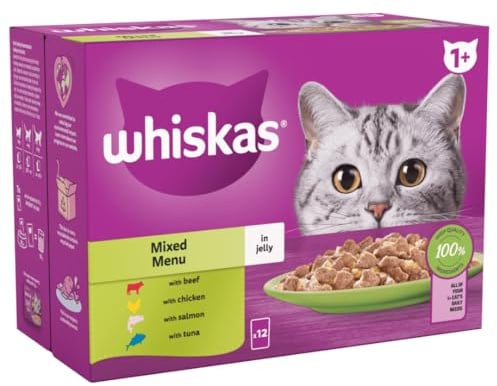 Whiskas 1+ Mixed Selection in Jelly Pouches, Adult Cat Food (12x85g)