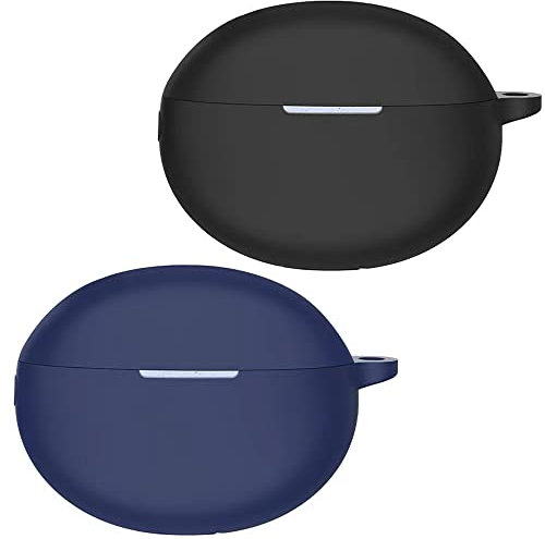 Msiall Silicone Compatible with Huawei FreeBuds 5i, [Support Wireless Charging] [Shockproof Protective Case] [Case [Carabiner] Cute 3D Cartoon Black Blue