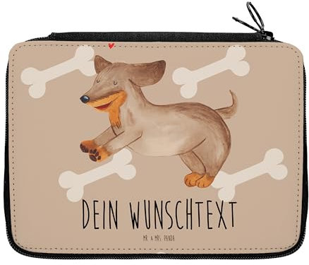 Mr. & Mrs. Panda Personalisierte Federmappe Hund Dackel - Personalisierte Geschenke, Sprüche, braun, Hunde, Federmäppchen Bedruckt, Kind,