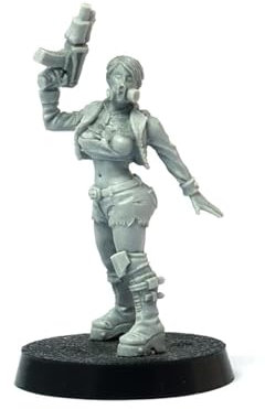 Brother Vinni Female Raider, postapoc Miniature for Tabletop RPG and Wargames, Grey