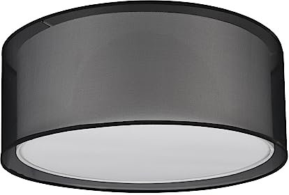 Trio Leuchten Deckenleuchte Burton 611400332, Metall Schwarz matt, Schirm Stoff weiß, exkl. 3x E27