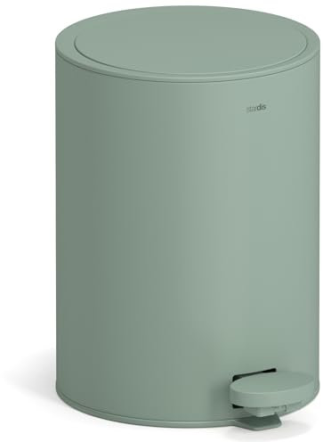 stardis 3 Litre Pedal Bin Stainless Steel Matt Soft Close Hinged Lid Quiet Closing Inner Bin Rubbish Bin Bathroom Bin Green