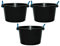 70L Litre Black Heavy Duty Multipurpose Plastic Tub Bucket Planter With Rope Handles Muck Bucket Open-Top Storage Round Utility Tub for Indoor or Outdoor Home Garden - Made In UK (3 QTY, 70 Litre)