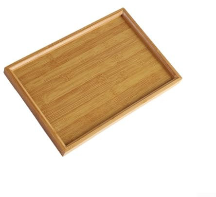 HEIBTENY Bandeja multifuncional de madera de bambú, bandeja de catering, plato plano, bandeja rectangular de bambú, vajilla, bandeja de comida para cocina, fiesta, barra de té (33 x 22 cm)