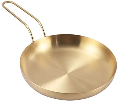 PRETYZOOM Snackteller mit Griff koreanische Teller Metallteller zum Wokpfanne mit Deckel Gas pfannenwender Grill Italien Speiseteller Steak Rostfreier Stahl