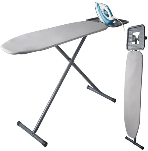 OurHouse Premium Adjustable Ironing Board - Large Durable, 2 Height Options, 100% Cotton Cover with 8mm Foam Pad, Easy Fold for Storage, Sturdy Steel Frame, Anti-Slip Feet, 140.5cm Board Size