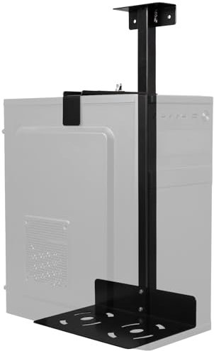 Support PC sous bureau, support de suspension pour ordinateur pour table sous table, matériau en acier complet, jusqu'à 35 kg, hauteur réglable 50-530 mm, fonctionne avec la plupart des hôtes (noir)
