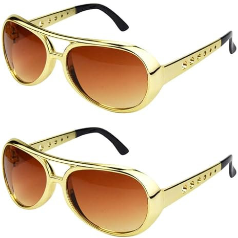 jerbro 2pcs Fette Gangster Brille 70er 80er 90er Hustler Rapper Hiphop Kostüm Bad Taste Sonnenbrille für Karneval Mottopartys Halloween Fasching Cosplay Party