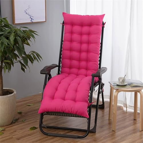 FANSU Coussin de Chaise Longue Epais,Coussin pour Bain de Soleil Chaise Longue avec Attache Couleur Unie Matelas Jardin Exterieur Transat Confortable Antidérapant pour Patio (Rose Rouge,40x110cm)
