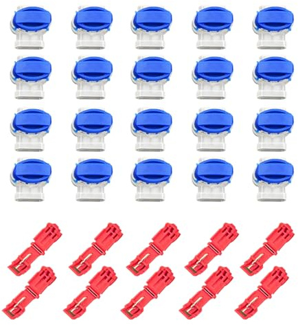 Littleboyny 20stk Kabel Verbinder mit 10stk Anschlussklemmen, Rasenroboter Kabelverbinder, Wasserdicht Kabelklemmen,Rasenmäher Automower Kabel Verbinder