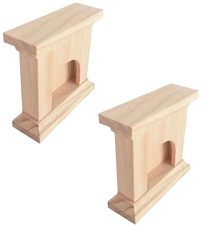 UPKOCH 2 Piezas Chimenea de Madera Natural para Decoración de Casas de Muñecas Juguete Simulador de Hogar Miniatura Accesorio y Decorativo