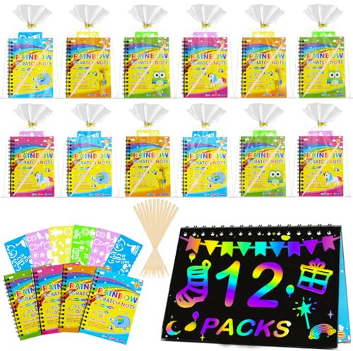 Aannanl 12 Pezzi Scratch Art Bambini - Gadget Compleanno & Regalini Festa