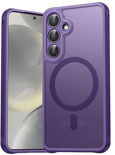 EASDNB für Samsung Galaxy S24 Hülle für Magsafe, Magnetisch Handyhülle für Samsung S24 Hülle, Kameraschutz Stoßfeste Kratzfeste Durchscheinende Schutzhülle für Galaxy S24 Case, Lila