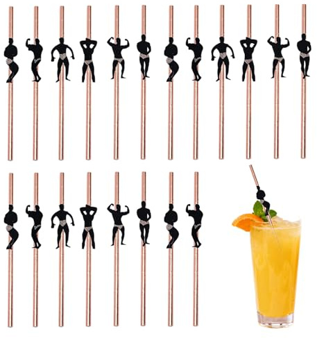 Hen Party Straws – 24 PCS Gold Paper Straws with Dancer Designs, Fun & Naughty Hen Party Accessories for Hen Do Decorations, Bridal Shower, Girls Night Out